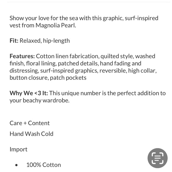 Magnolia Pearl Cotton Linen Denim Surf Vest - Picture 15 of 15